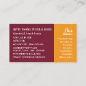 Gladiolus Flowers, Funeral Home, Directors Visitekaartje (Achterkant)