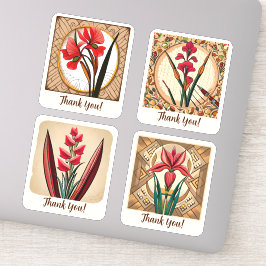 Gladiolus Flowers Groovy Retro gepersonaliseerd Sticker