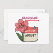 Gladiolus - Geboortebloem voor augustus Aankondigingskaart (Voorkant / Achterkant)