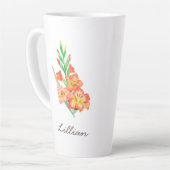 Gladiolus Geboortemaand Bloem voor Augustus Latte Mok (Linkerhoek)