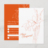 Gladiolus lijn art botanische RSVP bruiloft Kaartje (Voorkant / Achterkant)