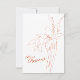 Gladiolus lijn art botanische RSVP bruiloft Kaartje