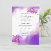 gladiolus paarse trouwuitnodigingen kaart (Staand voorkant)
