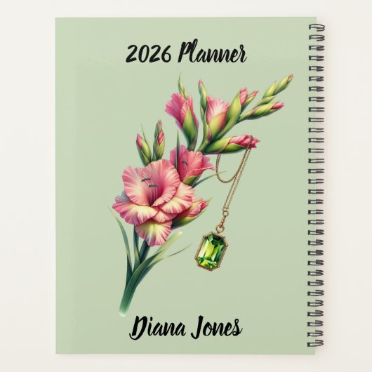 Gladiolus & Peridot August Verse – 2026 Full-Year  Planner (Achterkant)
