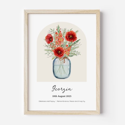 Gladiolus Poppy August Birth Month Flower Poster