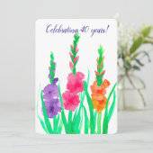 Gladiolus uitnodiging 40-jarig huwelijksjubileum (Staand voorkant)