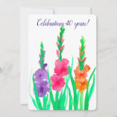 Gladiolus uitnodiging 40-jarig huwelijksjubileum (Voorkant)