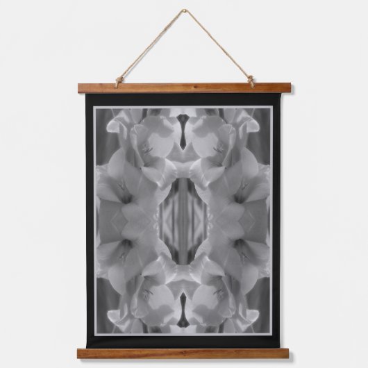 Gladiolus ventilator zwart en wit Abstract Hangend Wandkleed (Voorkant)