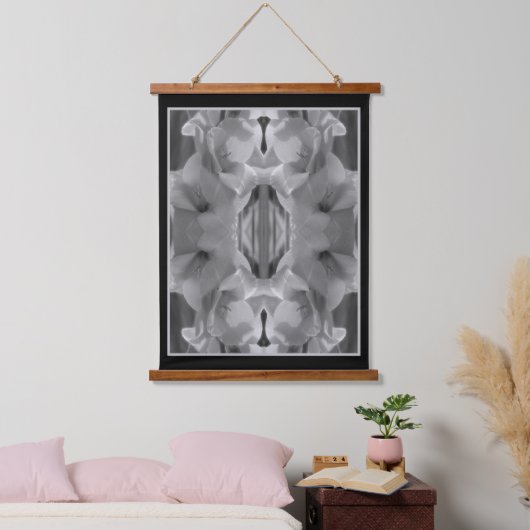 Gladiolus ventilator zwart en wit Abstract Hangend Wandkleed (Slaapkamer)
