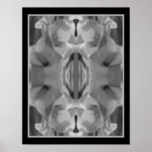 Gladiolus ventilator zwart en wit Abstract Poster