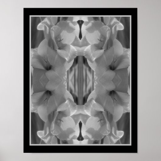 Gladiolus ventilator zwart en wit Abstract Poster (Voorkant)