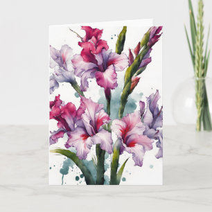 Gladiolus - Watercolor bloemen Kaart