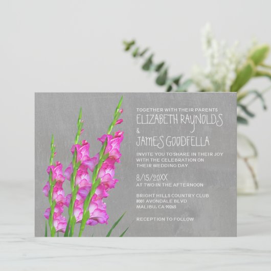 Gladiolus Wedding Invitations Kaart (Staand voorkant)