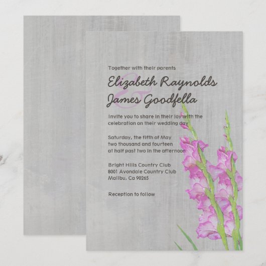 Gladiolus Wedding-uitnodigingen Kaart (Voorkant / Achterkant)
