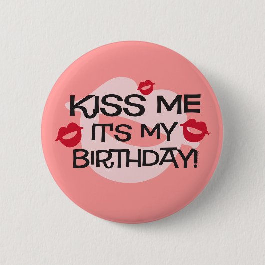 Gladmakerij Kiss Me Birthday Ronde Button 5,7 Cm (Voorkant)