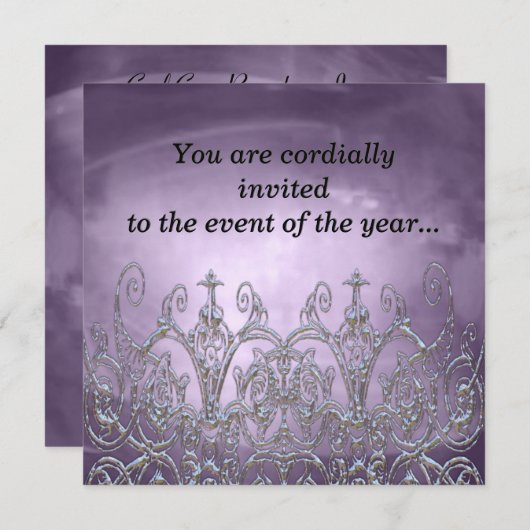 Gladmoore Plum Elegant Party Invitation Kaart (Voorkant / Achterkant)