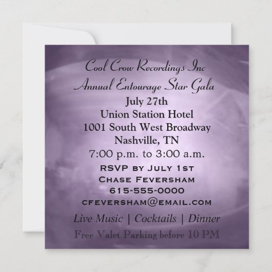 Gladmoore Plum Elegant Party Invitation Kaart (Achterkant)