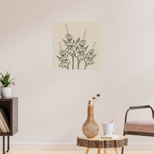 Glads Gladiola Tekening Canvas Flower Poster