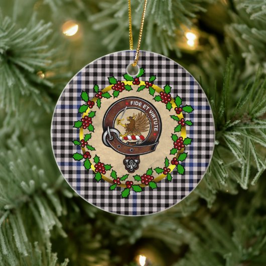 Gladstone Badge & Tartan Gepersonaliseerde Kerstmi Keramisch Ornament (Boom)