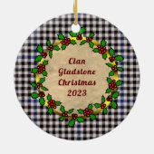 Gladstone Badge & Tartan Gepersonaliseerde Kerstmi Keramisch Ornament (Achterkant)