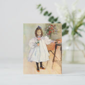 Gladys die een roze Rose vasthoudt Briefkaart (Staand voorkant)