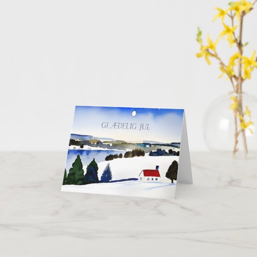 Glædelig jul, Deens Kerstfeest Kaart (Gele Bloem)