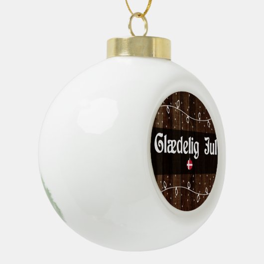 Glædelig jul Deens Vrolijk kerstfeest, rustieke st Keramische Bal Ornament (Links)
