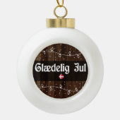 Glædelig jul Deens Vrolijk kerstfeest, rustieke st Keramische Bal Ornament (Voorkant)