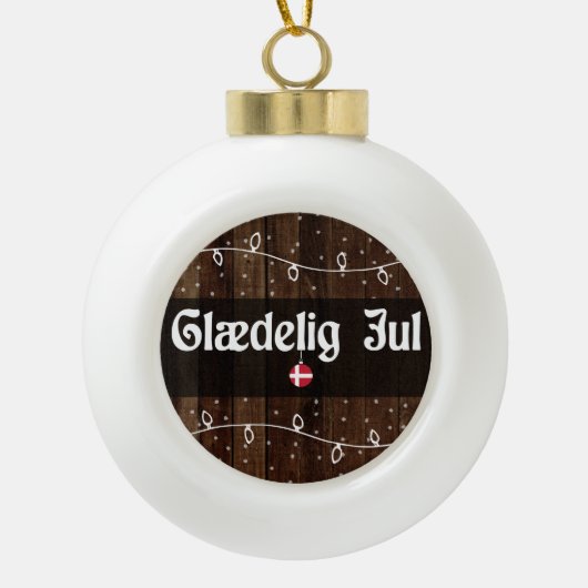 Glædelig jul Deens Vrolijk kerstfeest, rustieke st Keramische Bal Ornament (Voorkant)