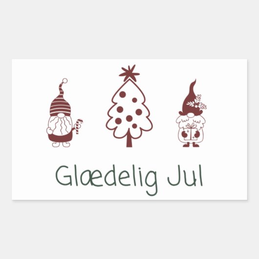 Glædelig jul, Deense Happy Kerstmis Rechthoekige Sticker (Voorkant)