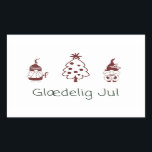 Glædelig jul, Deense Happy Kerstmis Rechthoekige Sticker<br><div class="desc">Glædelig jul,  Deens Happy Kerst sticker met een leuk feestelijk ontwerp en een Deense kerstcadeautje.</div>
