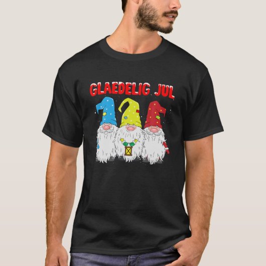 Glaedelig Jul Kerstmis Gnomes Santa Hat Danish Wi T-shirt (Voorkant)