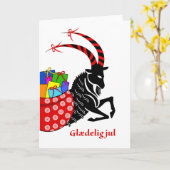 Glaedelig jul, Kerstmis in het Deens, Yule Goat Kaart (Gele Bloem)
