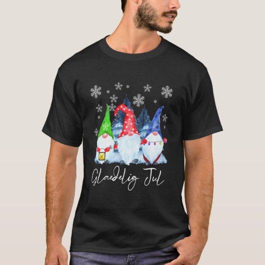 Glaedelig Jul Nordic Gnomes Tomte Nisse Danish T-shirt (Voorkant)