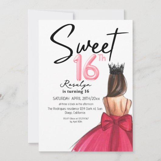 Glam 16 Lux moderne script glitters verjaardag Kaart (Voorkant)