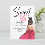 Glam 16 Lux moderne script glitters verjaardag Kaart (Staand voorkant)