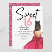 Glam 16 Lux moderne script glitters verjaardag Kaart (Voorkant / Achterkant)