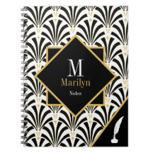 Glam 1920 Art Deco Black & White Palmettos