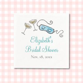 Glam 1960s Cocktail Party Hand-geïllustreerde Girl Servet