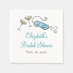 Glam 1960s Cocktail Party Hand-geïllustreerde Girl Servet