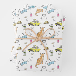 Glam 1960s Tiara Cocktailparty Retro Middeneeuws Inpakpapier Vel