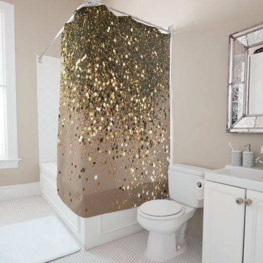 Glam 1 voor mousserend goud bruin glitter douchegordijn (In situ)