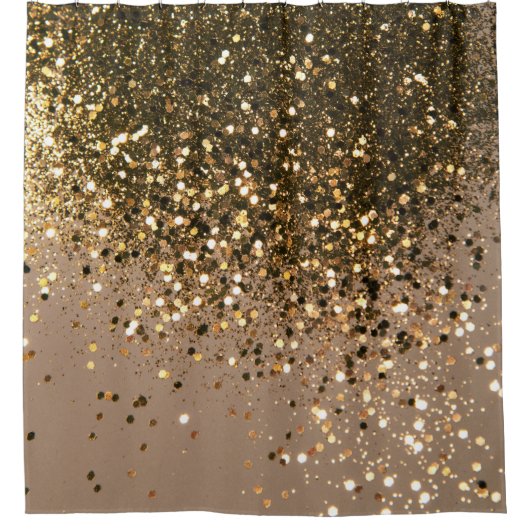 Glam 1 voor mousserend goud bruin glitter douchegordijn (Voorkant)