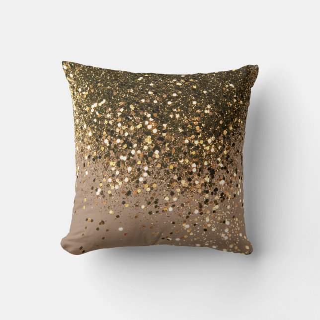 Glam 1 voor mousserend goud bruin glitter kussen (Voorkant)