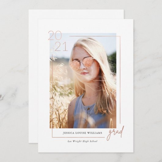 Glam 2021 Afstuderen fotouitnodigingen Kaart (Voorkant / Achterkant)