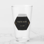 Glam 20s Goud en Zwart Art Deco Monogram Glas (Achterkant)