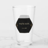 Glam 20s Goud en Zwart Art Deco Monogram Glas (Voorkant)