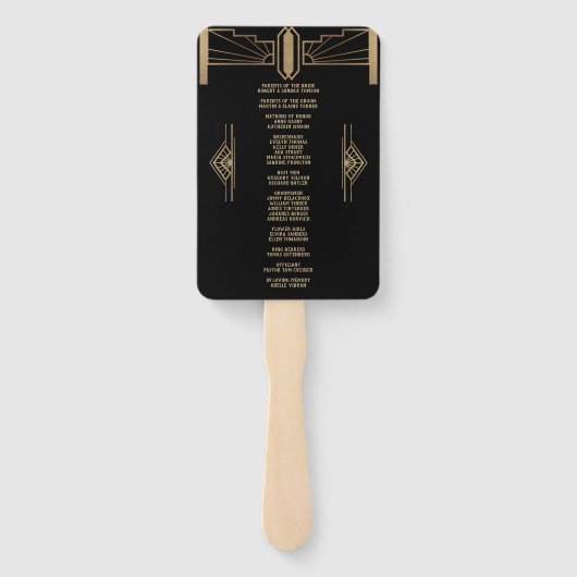Glam 20's Great Gatsby Art Deco Wedding Programme Handwaaier (Achterkant)