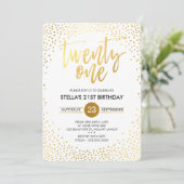 GLAM 21ST BIRTHDAY PARTY mini gouden confetti zwar Kaart (Staand voorkant)
