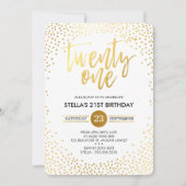 GLAM 21ST BIRTHDAY PARTY mini gouden confetti zwar Kaart (Voorkant)